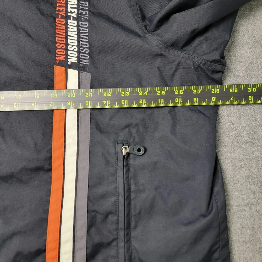 Harley-Davidson Mens Nylon Racing Jacket Black 2XL Striped Biker Eagle Logo - Picture 8 of 14